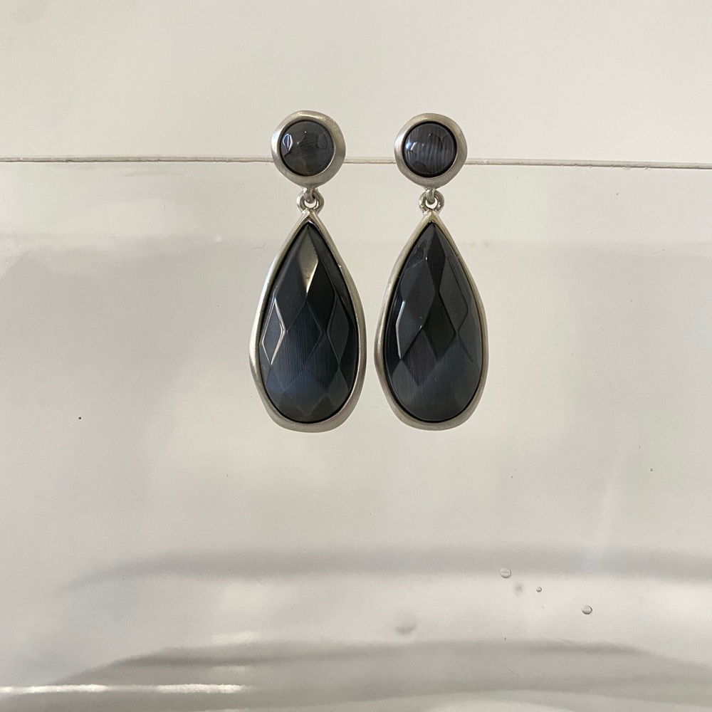 Silver Black Stone Earrings- Karen Kane